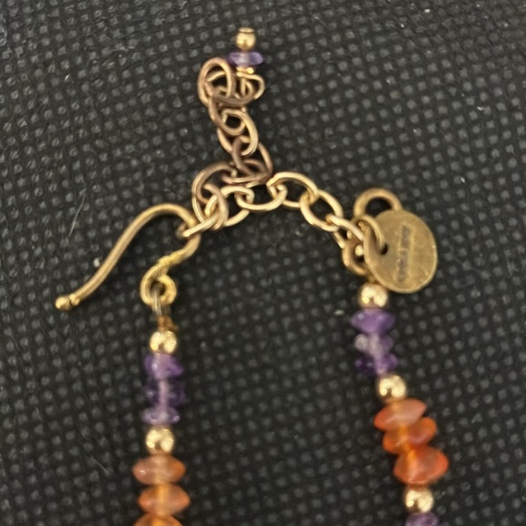 Elegant Orange and Purple Beaded Necklace with hook clasp. 16” in length - Picture 2 of 3